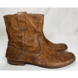Frye Anna Shortie Womens Size 10 Brown Classic Leather Pull On Ankle Boots